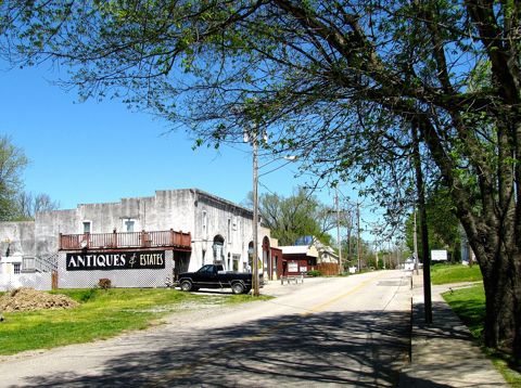 Buildings along Main Street (SR 269) in Bell Buckle, Tennessee, United States.
